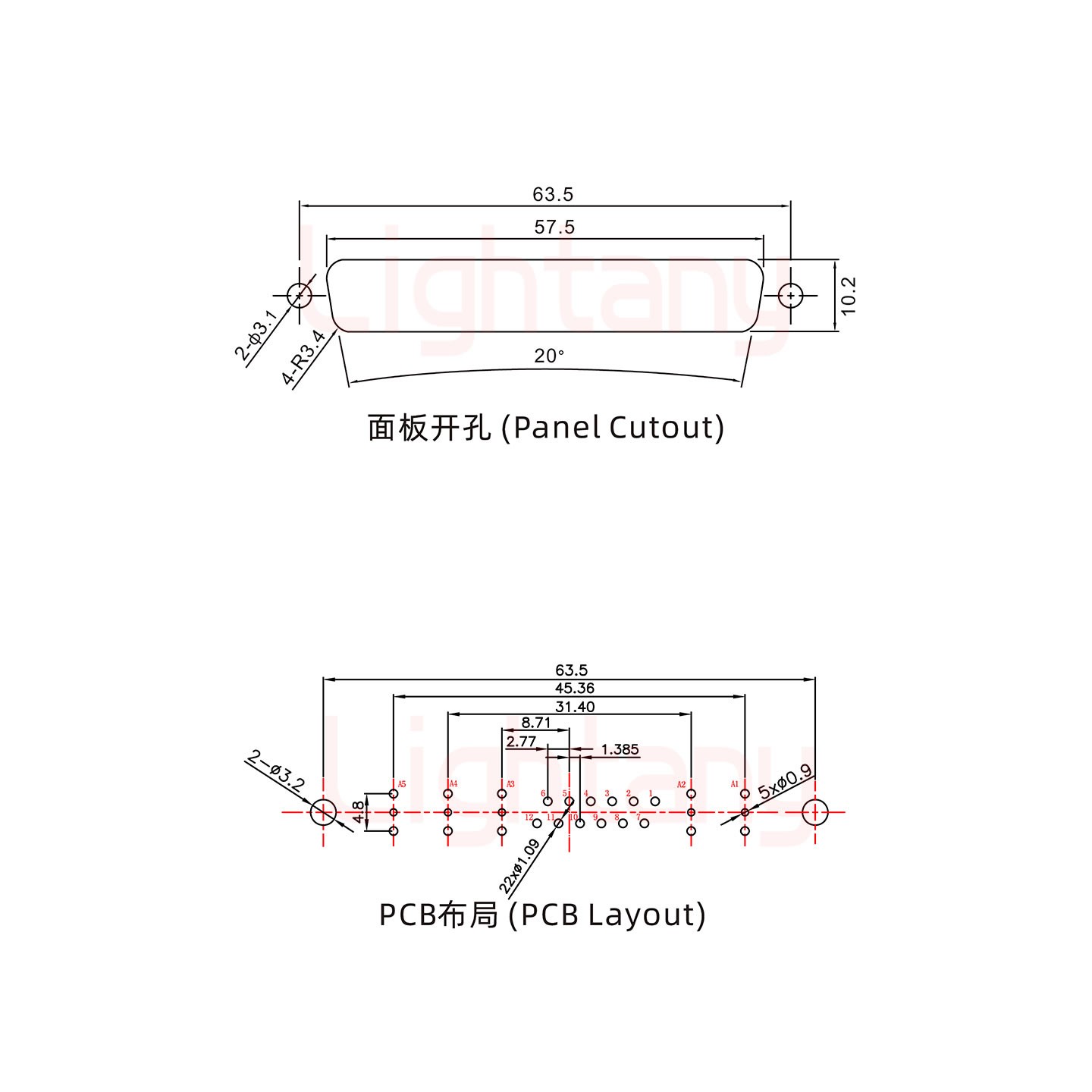 17W5母PCB直插板/鉚魚(yú)叉7.0/射頻同軸50歐姆