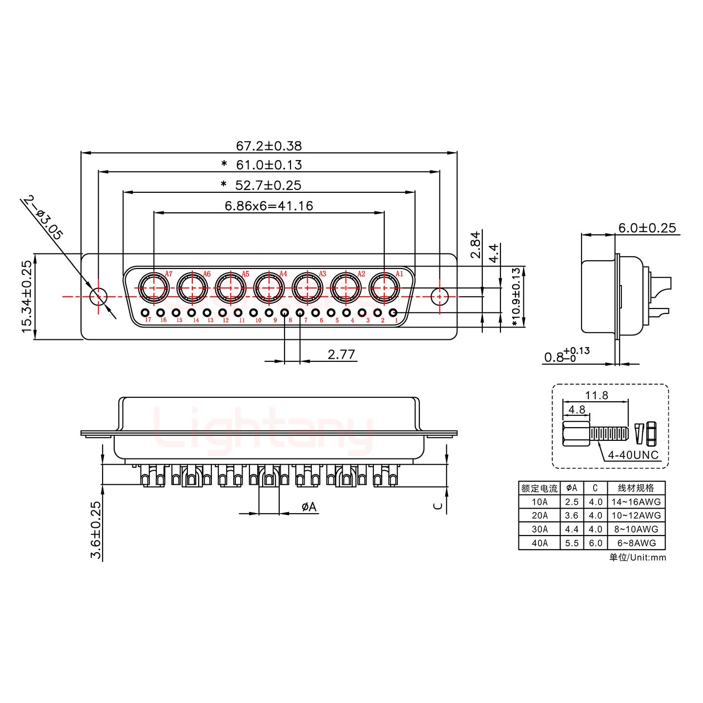 24W7母短體焊線(xiàn)/配螺絲螺母/大電流30A
