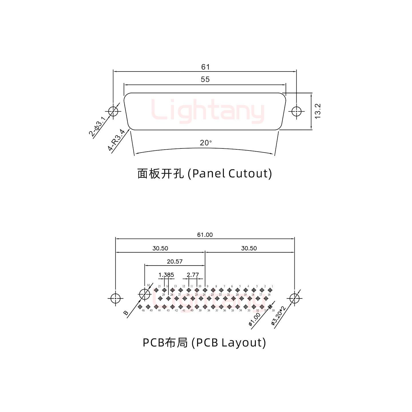 47W1母PCB直插板/鉚魚(yú)叉7.0/大電流20A